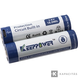 KeepPower 21700 3,7V 5000mAh védett Li-ion akkumulátor USB C-type