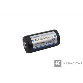 KeepPower CR123 3,7V 950mAh Li-ion akkumulátor védelemmel 34,1mm