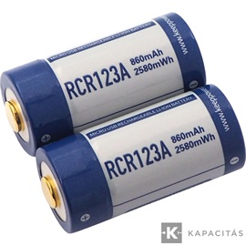 KeepPower CR123 3V 860mAh Li-ion akkumulátor védelemmel USB