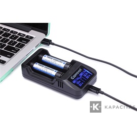 KeepPower LCD akku töltő Li-ion 14500/16340/CR123/18650/26650 cellákhoz Power bank funkcióval