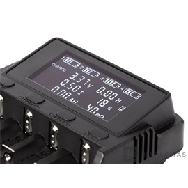 KeepPower LCD akku töltő Li-ion 14500/16340/CR123/18650/26650 cellákhoz USB/PC teszter
