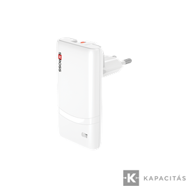 Univerzális ultrakeskeny utazó gyorstöltő, USB-A USB-C, EU-US-UK Plug GaN 65W