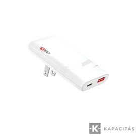 Univerzális ultrakeskeny utazó gyorstöltő, USB-A USB-C, EU-US-UK Plug GaN 65W