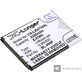 LG  EAC92919001, BL-49SF 3,85V 2200mAh utángyártott RealPower Li-ion akku