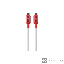 Fonott gyorstöltő- és adatkábel  USB-C/ USB-C 150 cm. 100W Fehér