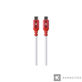 Fonott gyorstöltő- és adatkábel XL USB-C / USB-C, 250 cm,  100W, Fehér