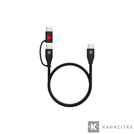 USB-C fonott töltőkábel adatblokkoló funkcióval USB-C 60W 150cm Fekete