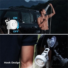 Flextail MAX Shower – Hordozható, újratölthető kültéri zuhany, 3,0L/perc vízáramlással