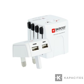 SKROSS MUV Micro hálózati csatlakozó átalakító és USB töltő adapter, 2* USB A