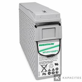 Marathon M12V100FT 12V 100Ah zárt ólomakkumulátor, front terminál 12V 100Ah / F-M6-90°