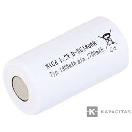 Mexcel D-SC18000H 1,2V 1800mAh Ni-Cd ipari akkumulátor cella