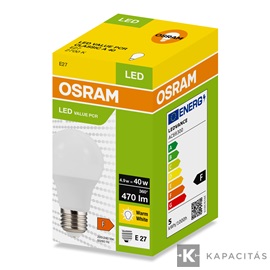 OSRAM LED PCR CLASSIC A normál izzó 4.9W |40W| 2700K 470lm E27, meleg fehér
