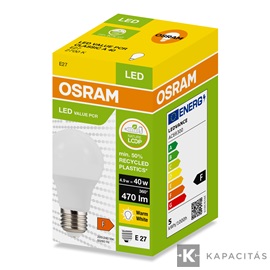 OSRAM LED PCR CLASSIC A normál izzó 4.9W |40W| 3000K 470lm E27, lágy fehér