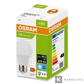 OSRAM LED PCR CLASSIC A normál izzó 4.9W |40W| 4000K 470lm E27, természetes fehér