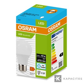 OSRAM LED PCR CLASSIC A normál izzó 4.9W |40W| 6500K 470lm E27, hideg fehér