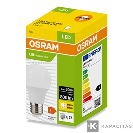 OSRAM LED PCR CLASSIC A normál izzó 8W |60W| 2700K 806lm E27, meleg fehér