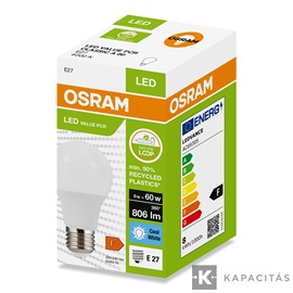 OSRAM LED PCR CLASSIC A normál izzó 8W |60W| 4000K 806lm E27, természetes fehér