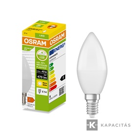 OSRAM LED PCR CLASSIC B gyertya izzó 4.9W |40W| 2700K 470lm E14, meleg fehér