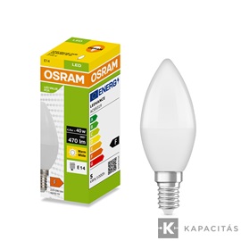 OSRAM LED PCR CLASSIC B gyertya izzó 4.9W |40W| 2700K 470lm E14, meleg fehér