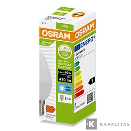 OSRAM LED PCR CLASSIC B gyertya izzó 4.9W |40W| 4000K 470lm E14, természetes fehér