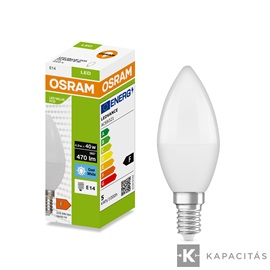 OSRAM LED PCR CLASSIC B gyertya izzó 4.9W |40W| 4000K 470lm E14, természetes fehér