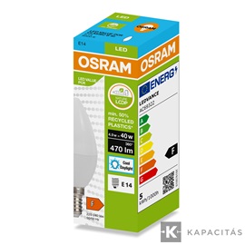 OSRAM LED PCR CLASSIC B gyertya izzó 4.9W |40W| 6500K 470lm E14, hideg fehér