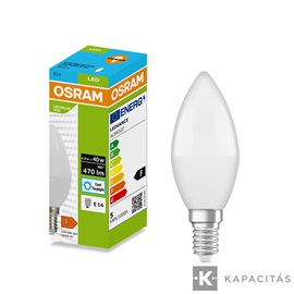 OSRAM LED PCR CLASSIC B gyertya izzó 4.9W |40W| 6500K 470lm E14, hideg fehér
