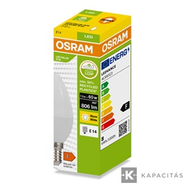 OSRAM LED PCR CLASSIC B gyertya izzó 7.5W |60W| 2700K 806lm E14, meleg fehér