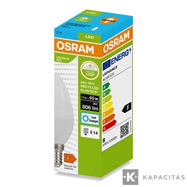 OSRAM LED PCR CLASSIC B gyertya izzó 7.5W |60W| 6500K 806lm E14, hideg fehér
