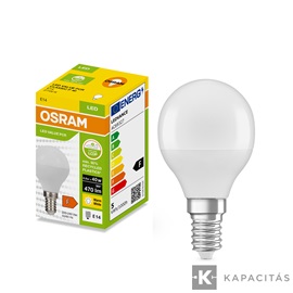 OSRAM LED PCR CLASSIC P kisgömb izzó 4.9W |40W| 2700K 470lm E14, meleg fehér