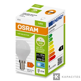 OSRAM LED PCR CLASSIC P kisgömb izzó 4.9W |40W| 4000K 470lm E14, természetes fehér