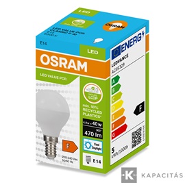 OSRAM LED PCR CLASSIC P kisgömb izzó 4.9W |40W| 6500K 470lm E14, hideg fehér
