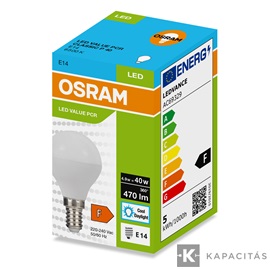 OSRAM LED PCR CLASSIC P kisgömb izzó 4.9W |40W| 6500K 470lm E14, hideg fehér