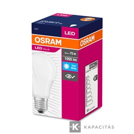 OSRAM LED VALUE CLASSIC A normál izzó 10W |75W| 4000K 1.055lm E27, természetes fehér