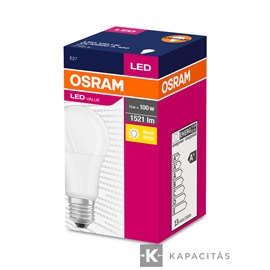 OSRAM LED VALUE CLASSIC A normál izzó 13W |100W| 2700K 1.521lm E27, meleg fehér