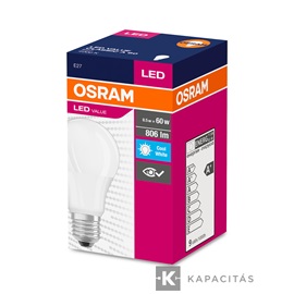 OSRAM LED VALUE CLASSIC A normál izzó 8.5W |60W| 4000K 806lm E27, természetes fehér