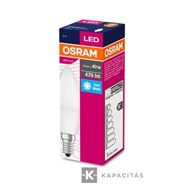 OSRAM LED VALUE CLASSIC B gyertya izzó 4.9W |40W| 4000K 470lm E14, természetes fehér