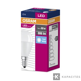 OSRAM LED VALUE CLASSIC P kisgömb izzó 7W |60W| 4000K 806lm E14, természetes fehér