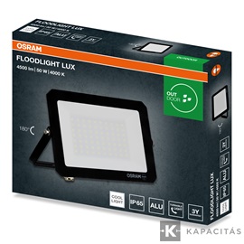 OSRAM LED reflektor LUX 50W 840, 4.500lm, IP65, természetes fehér, fekete