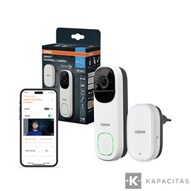 OSRAM Smart+ WIFI Kamera és Csengő, kültéri IP66, 3MP 2K, USB-C | Li-Ion tölthető, fehér