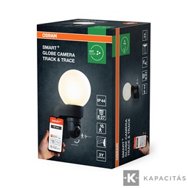 OSRAM Smart+ WIFI Kamera és Lámpatest, kültéri IP44, 3MP nyomonkövetés funkció, E27 max.15W, kerek, fekete