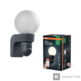 OSRAM Smart+ WIFI Kamera és Lámpatest, kültéri IP44, 3MP nyomonkövetés funkció, E27 max.15W, kerek, fekete