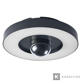 OSRAM Smart+ WIFI Kamera és Lámpatest, kültéri IP44, HD Live, 1.600lm dimm, 3.000K, mennyezeti kerek 28cm, sötétszürke