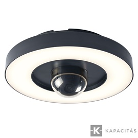 OSRAM Smart+ WIFI Kamera és Lámpatest, kültéri IP44, HD Live, 1.600lm dimm, 3.000K, mennyezeti kerek 28cm, sötétszürke