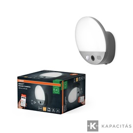 OSRAM Smart+ WIFI Kamera és Lámpatest, kültéri IP44, HD Live, 950lm dimm, 3.000K, kerek 18cm, szürke