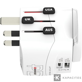 SKROSS PRO Light világutazó hálózati csatlakozó (USB-C,USB-A), PD, 45W + USB-C kábel