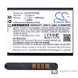 Realpower Li-Ion akku (3,7V / 400mAh, Alcatel TLi004FA kompatibilis) FEKETE