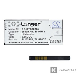 Realpower Li-Ion akku (3,85V / 2850mAh, Alcatel TLi028C1 kompatibilis) FEKETE