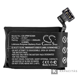 Realpower Li-Polymer akku (3,81V / 260mAh, Apple A1847 kompatibilis) FEKETE