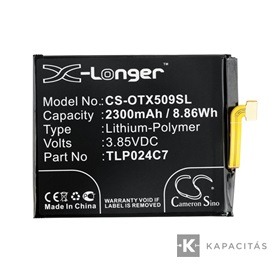 Realpower Li-Polymer akku (3,85V / 2300mAh, Alcatel TLP024C7 kompatibilis) FEKETE